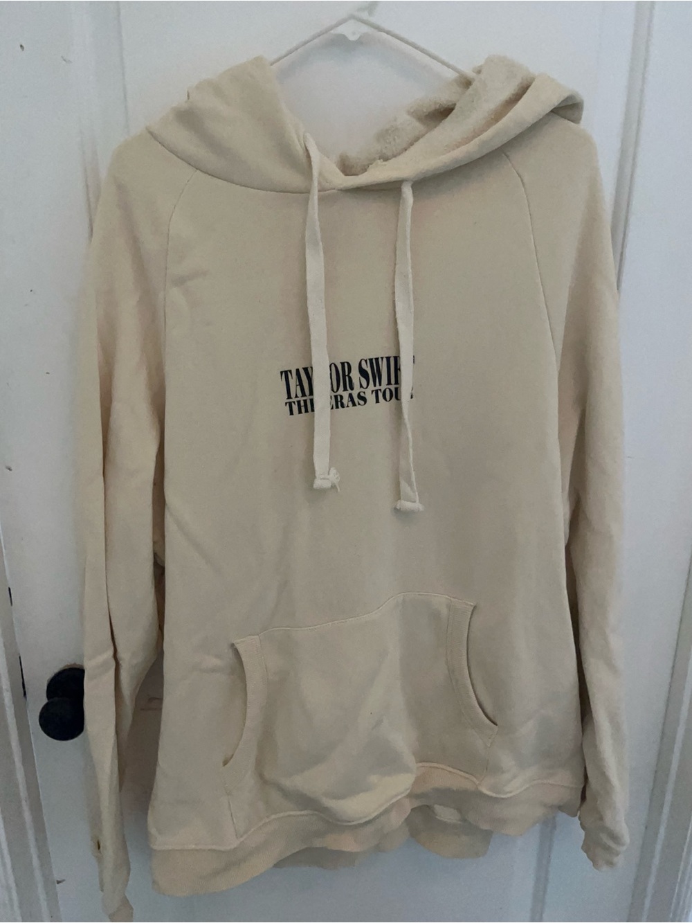 Taylor Swift Cream Pullover Hoodie with Black Logo